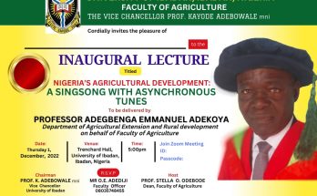 Inaugural lecture by Prof Adekoya with his picture
