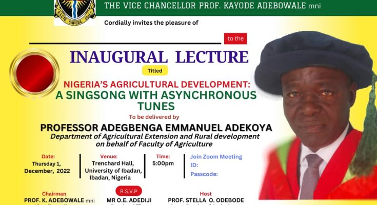 Inaugural lecture by Prof Adekoya with his picture